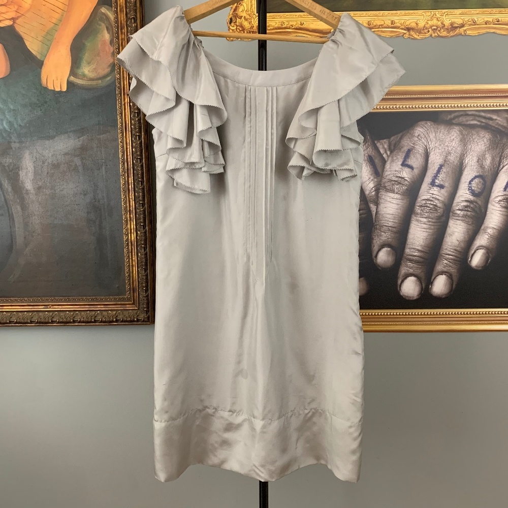 Anthropologie Floreat Gray Silk Dress